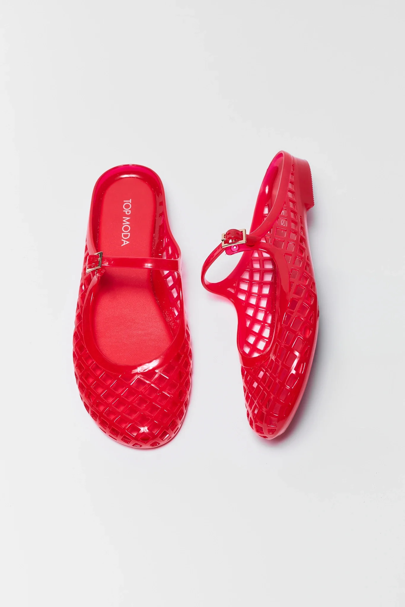 Red Mary Jane Jelly Flats | Avara