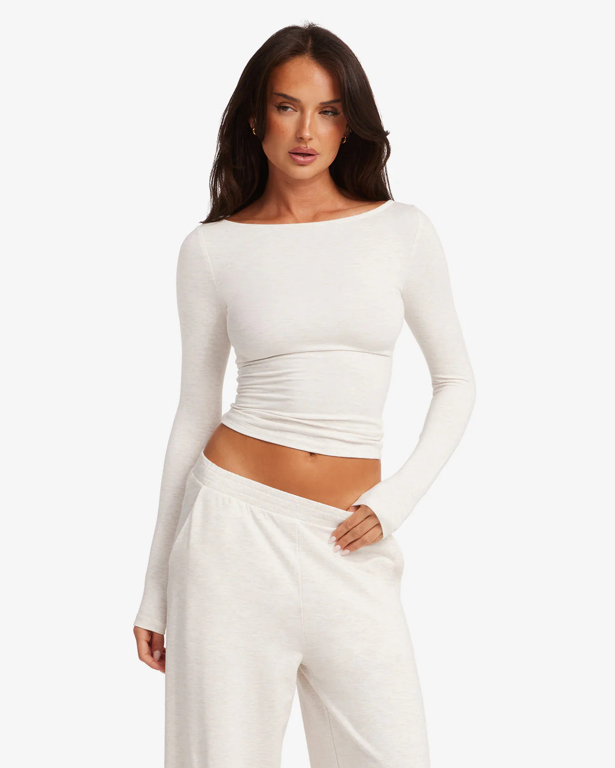 Boat Neck Long Sleeve Top | Oat | Crop Shop Boutique US