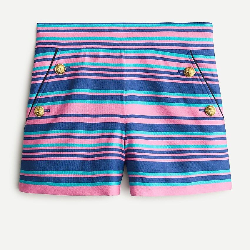 Button-front short in bold jacquard stripe | J.Crew US