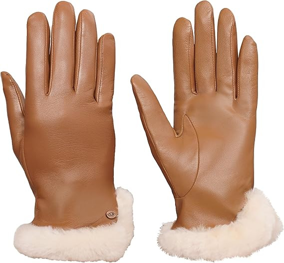 UGG Women's Leather Sheepskin Vent Gloves | Amazon (US)