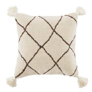 Home Decorators Collection Cream Geometric Diamond 18 in. x 18 in. Square Decorative Throw Pillow... | The Home Depot