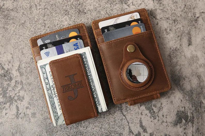 Mens Leather Money Clip Personalized Slim Wallet With Money - Etsy | Etsy (US)