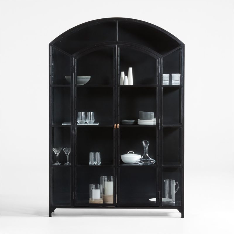 Ventana 60" Wide Black Glass and Metal Storage Display Cabinet + Reviews | Crate & Barrel | Crate & Barrel