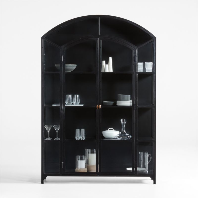 Ventana Wide Black Glass and Metal Display Storage Cabinet + Reviews | Crate & Barrel | Crate & Barrel
