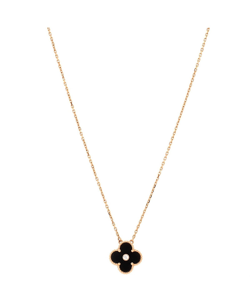 Pre-Owned Van Cleef & Arpels Vintage Alhambra Pendant Necklace 18K Rose Gold and Onyx with Diamond, 16.75 | Bloomingdale's (US)