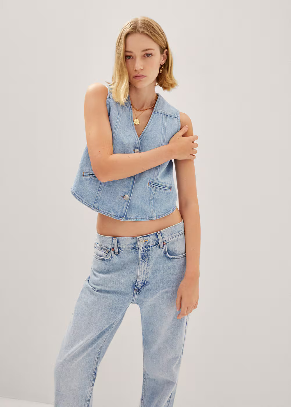 Denim vest with seams | MANGO (US)