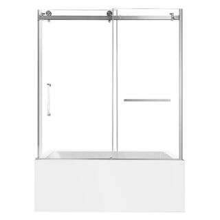 59.8 in. x 31 in. Acrylic Rectangular Alcove Soaking Bathtub with Right Drain in White/Brushed Nickel | The Home Depot