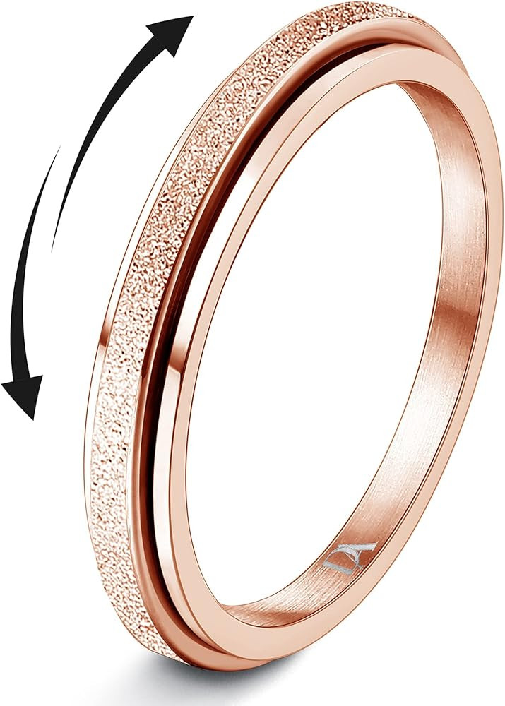 Diamday Fidget Rings for Women Men - 2/4/6mm Spinner Stainless Steel Ring for Anxiety Stress Reli... | Amazon (US)