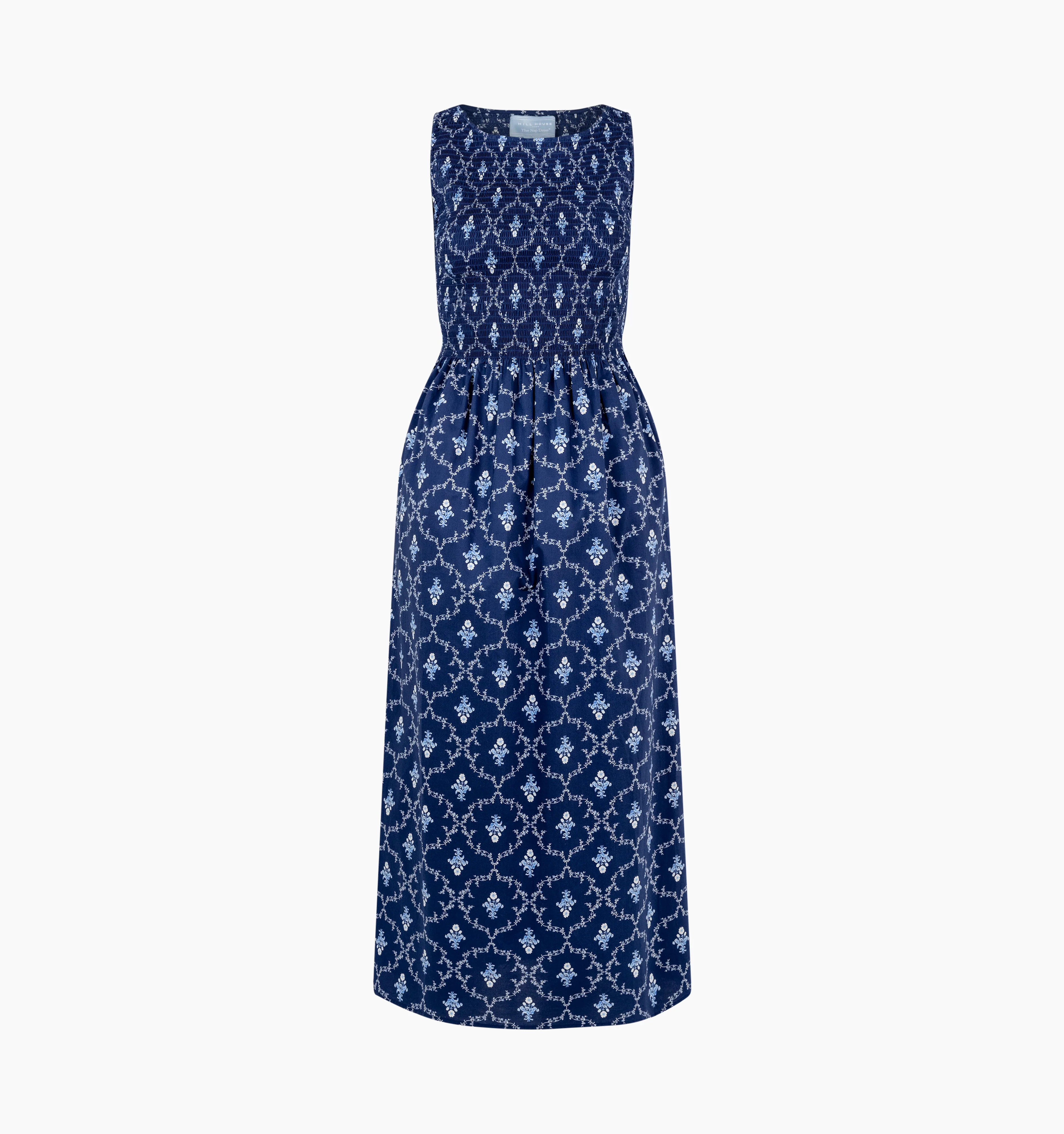 The Maternity Cosima Nap Dress Navy Trellis | XXXL | 100% Cotton | Hill House Home | Hill House Home US