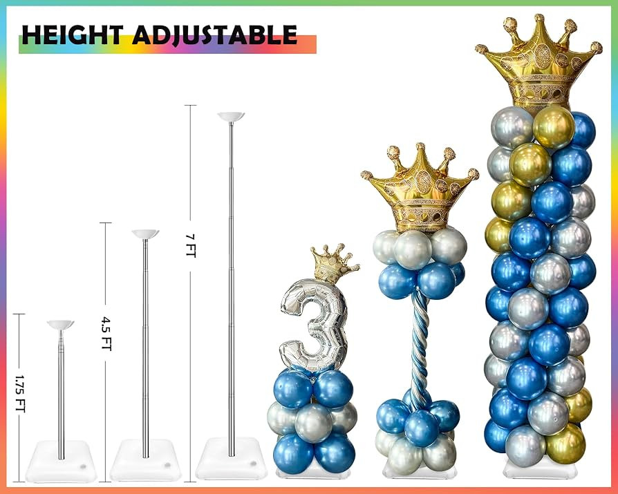 YALLOVE Balloon Column Stand Kit Sets of 2, 7 Feet Height Adjustable Balloon Tower Pillar with Re... | Amazon (US)