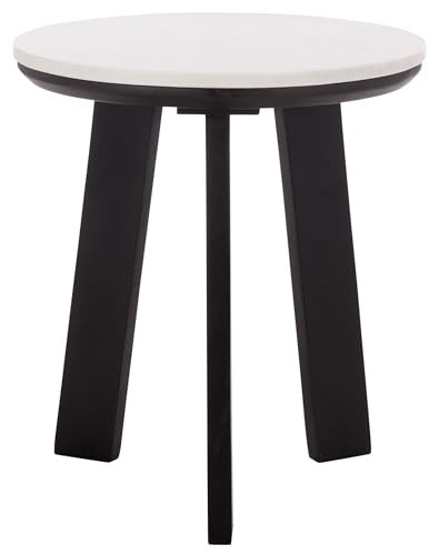 SAFAVIEH Home Collection - Sanji Marble Top Accent Table, Round Modern Side Table, White Marble & Black Base (ACC3737B) | Amazon (US)