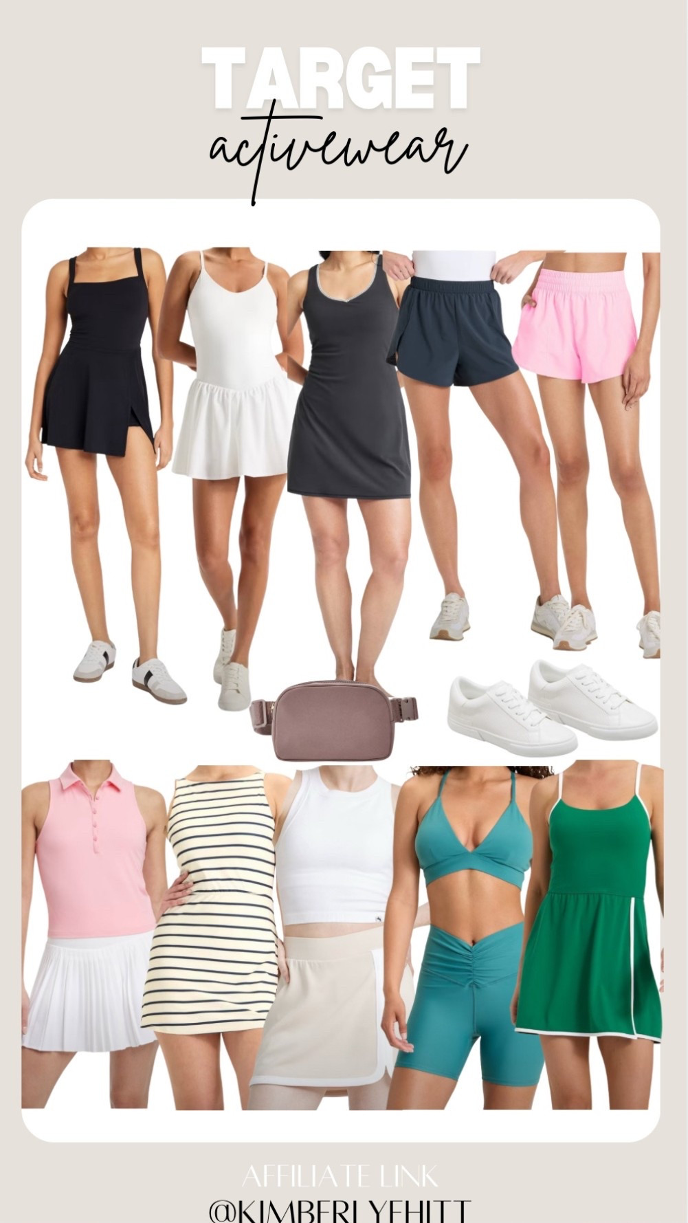 Target activewear! 

Tennis dress, workout set, shorts, golf, top, sports bra, sneakers, belt bag 

#LTKShoeCrush #LTKItBag #LTKActive