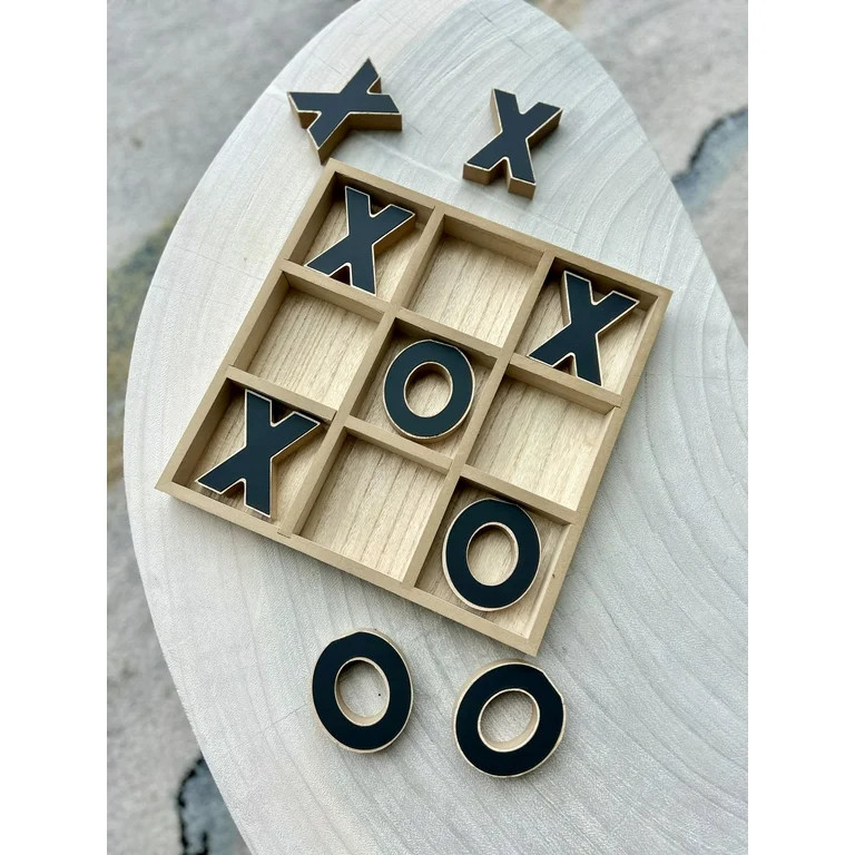 Mainstays Decorative Wood Tic-Tac-Toe Set, Brown | Walmart (US)