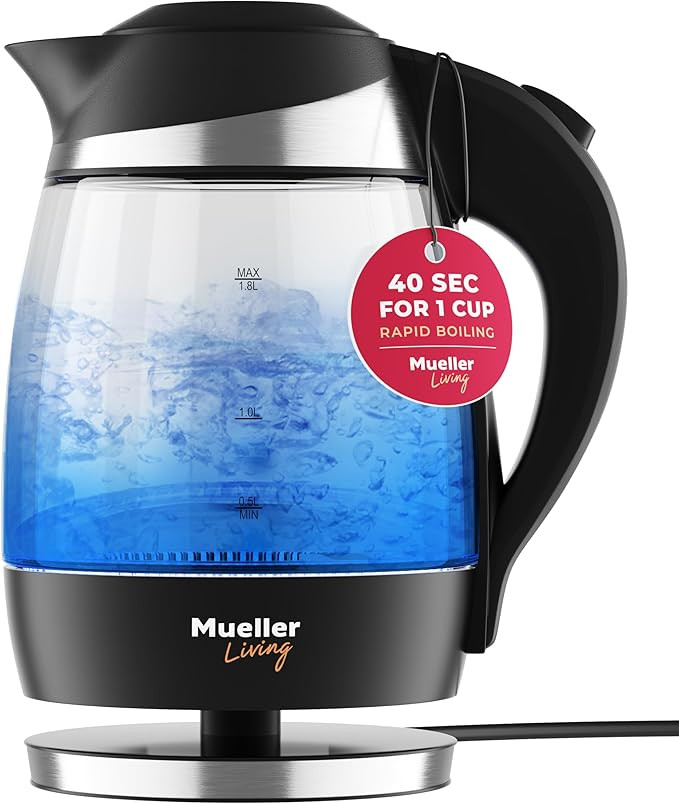 Mueller Living Electric Kettle, Electric Tea Kettle for Boiling Water, 1500W SpeedBoil with Autom... | Amazon (US)