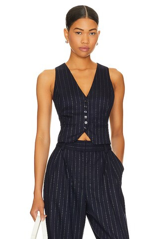 Favorite Daughter Favorite Vest in Navy Pinstripe from Revolve.com | Revolve Clothing (Global)
