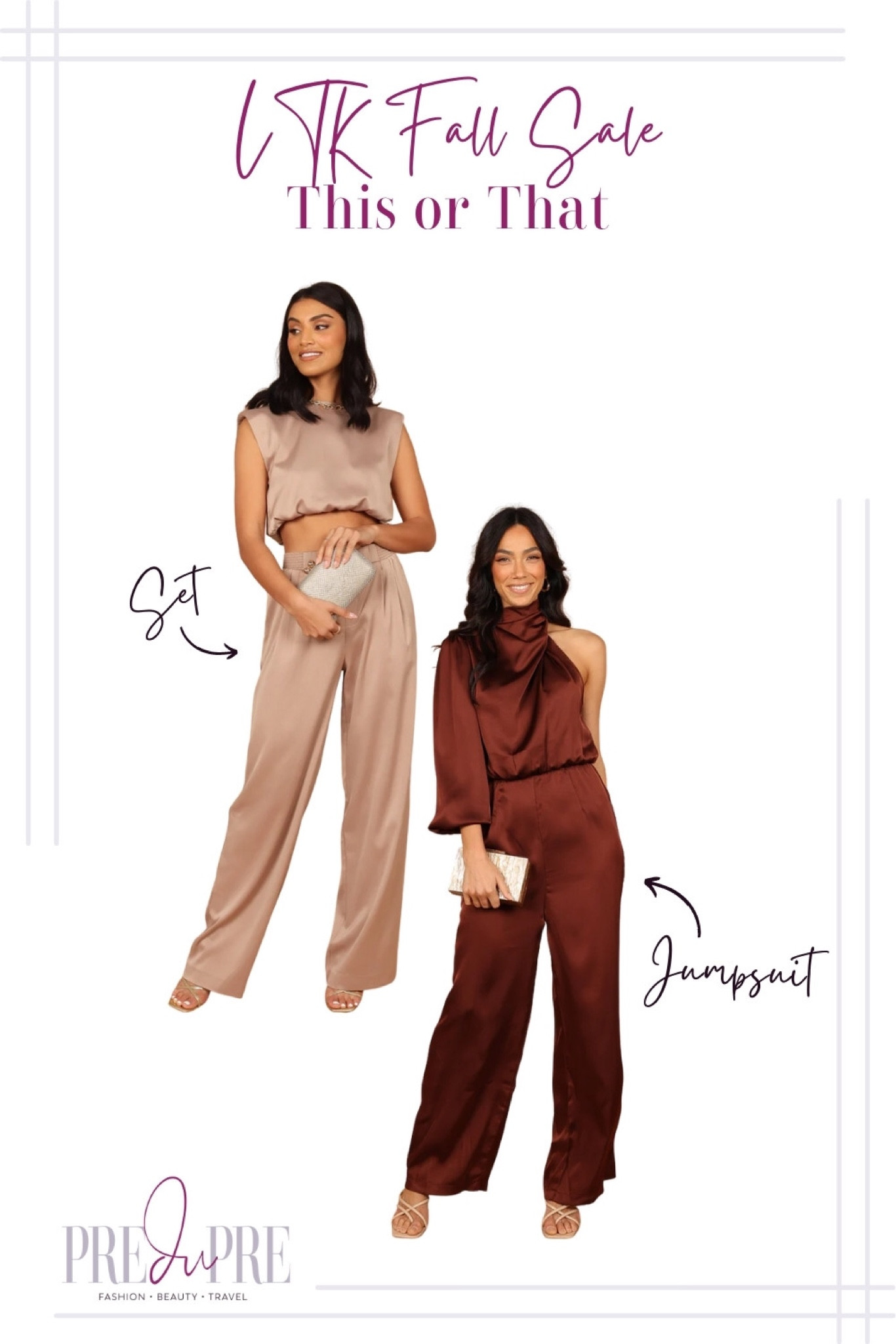 I’ve rounded up the fall outfits and accessories you need at the best prices! Know where and what to shop in one of the biggest LTK sales of the year. See more of my best finds at www.predupre.com

LTK sale, LTK Fall Sale, sale alert, fall outfit, fall look, fall ootd, fall outfit ideas, street style, date outfit, wedding outfit, coordinated set, pant set, jumpsuit

#LTKU #LTKSale #LTKsalealert