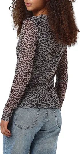 Noisy may Carrie Leopard Print Long Sleeve Top | Nordstrom | Nordstrom