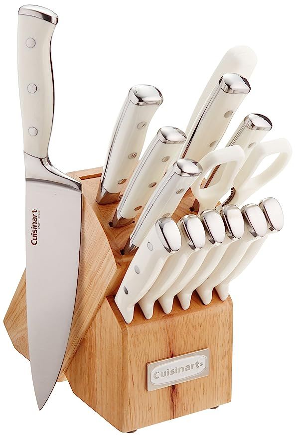Cuisinart C77WTR-15P Triple Rivet Collection 15-Piece Cutlery Block Set, White | Amazon (US)