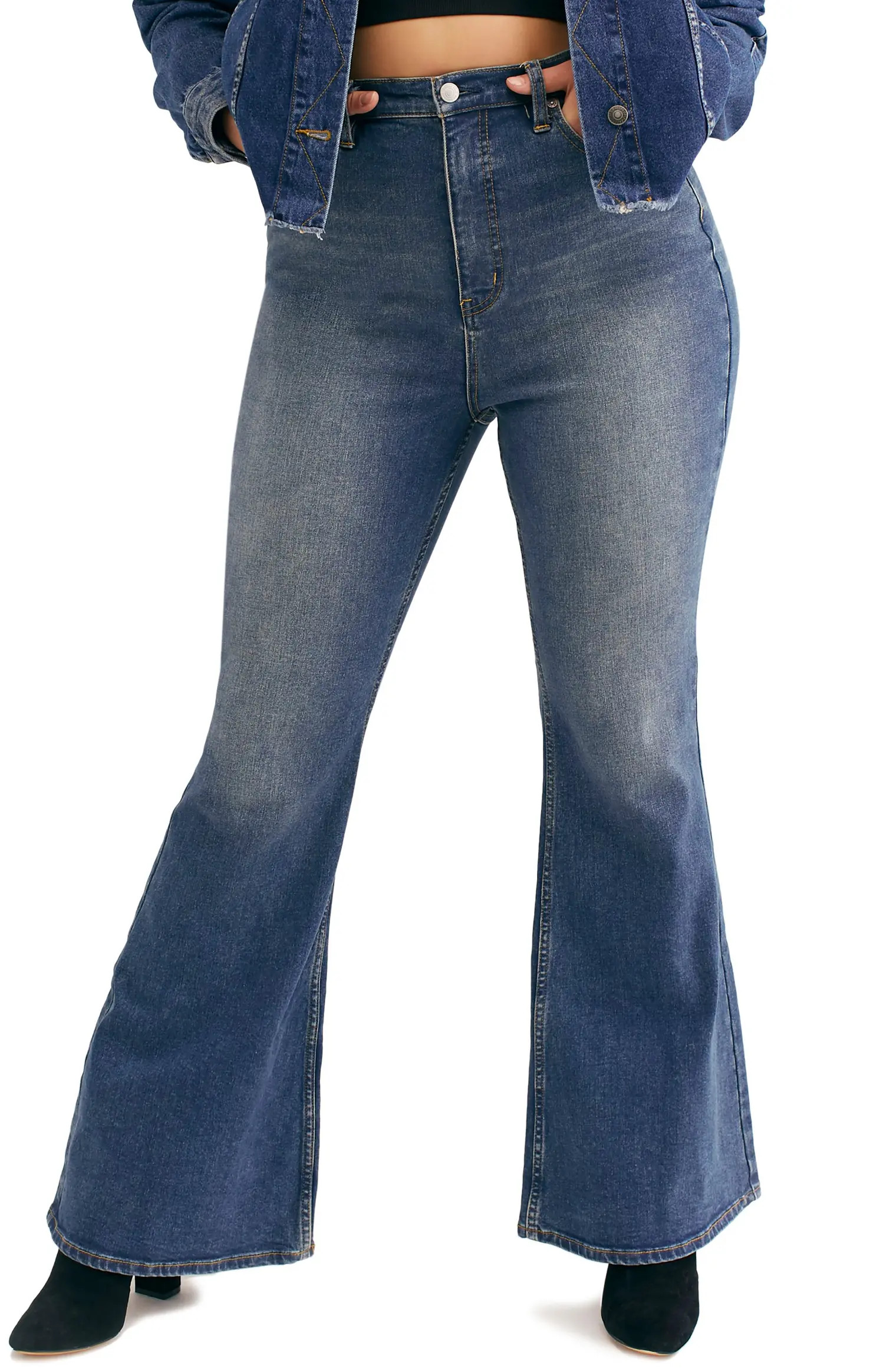 CRVY by Free People Robin High Waist Flare Jeans | Nordstrom