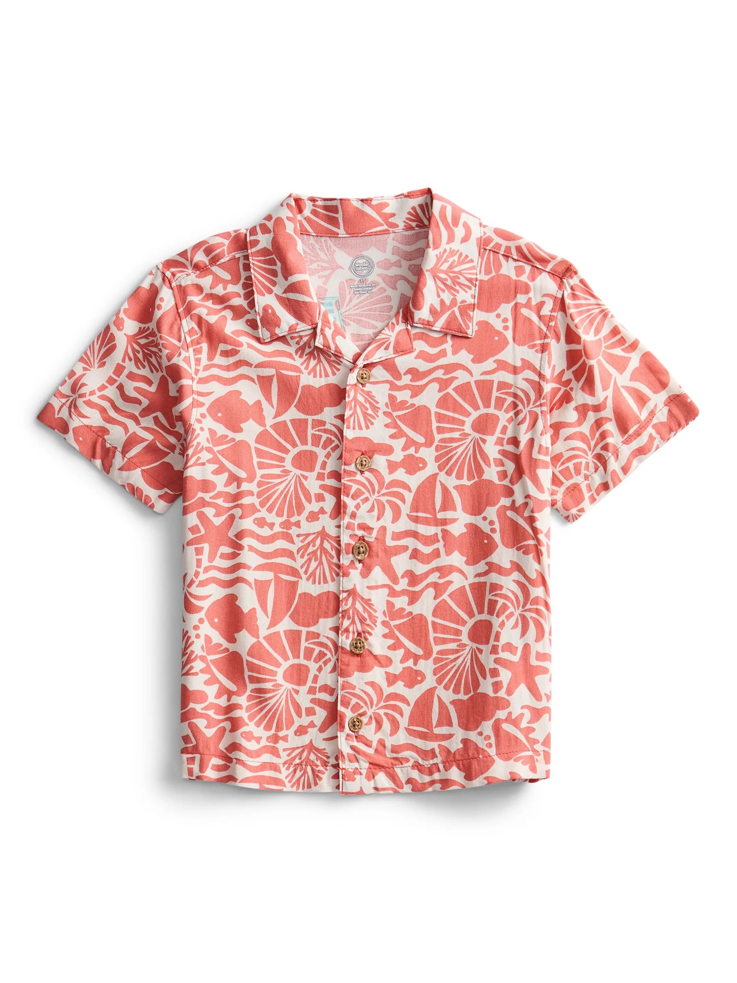 Wonder Nation Toddler Boys Camp Shirt with Short Sleeves, Sizes 12M-5T | Walmart (US)