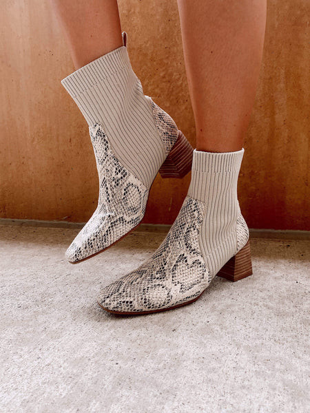 Lex Snake Print Sock Bootie | Lane 201 Boutique