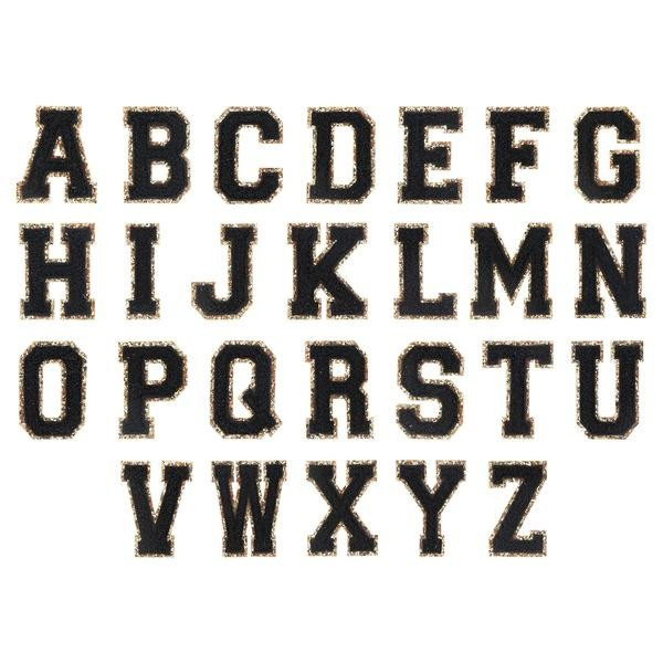 Noir Glitter Varsity Letter Patches | Stoney Clover Lane