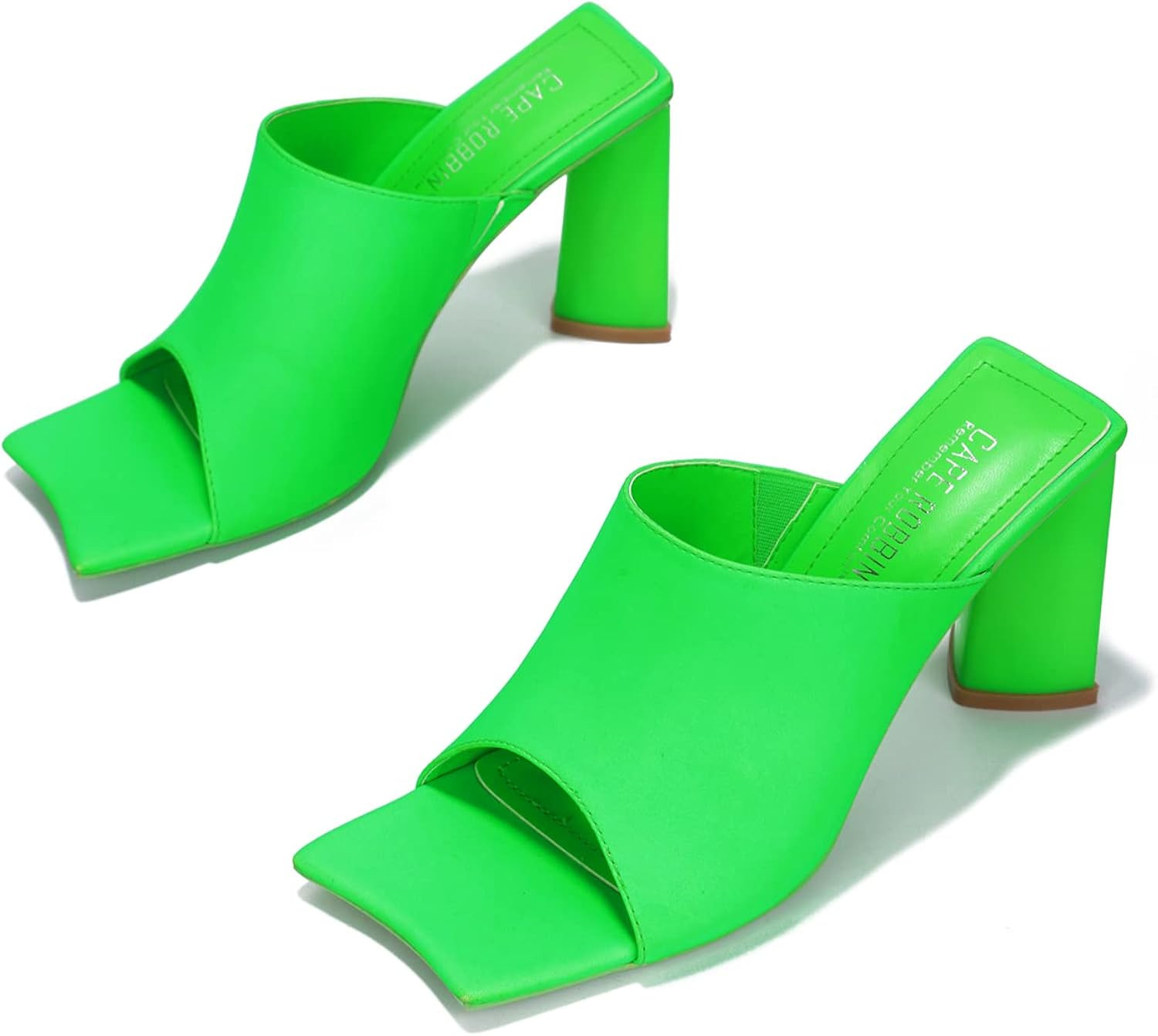 Cape Robbin Emerald Chunky Block High Heels for Women, Strappy Shoes with Square Open Toe | Amazon (US)