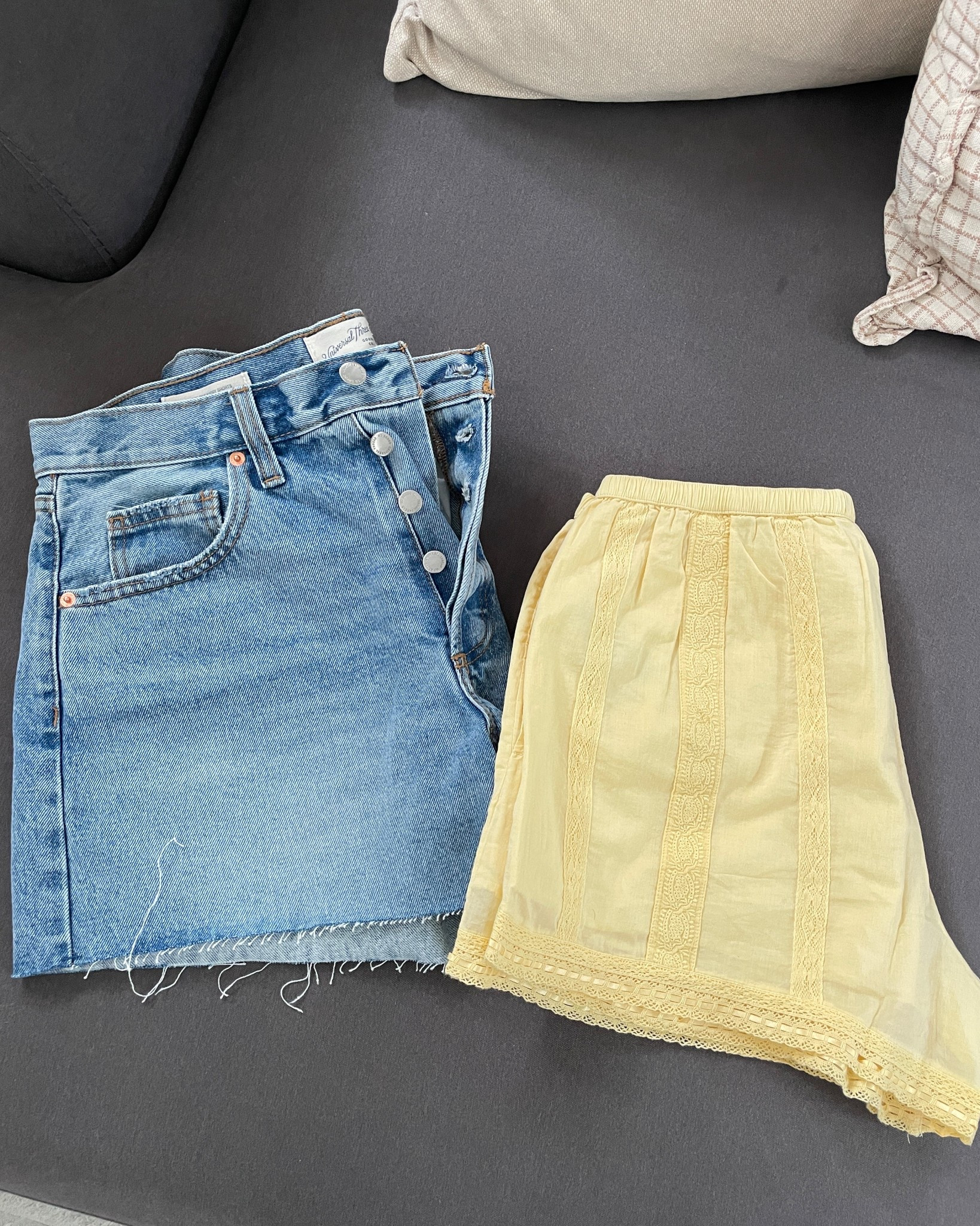 Shorts haul 
@Target Denim agolde like shorts for $28 😱 
@abercrombie yellow pull on shorts are so light and girly for summer 💛

