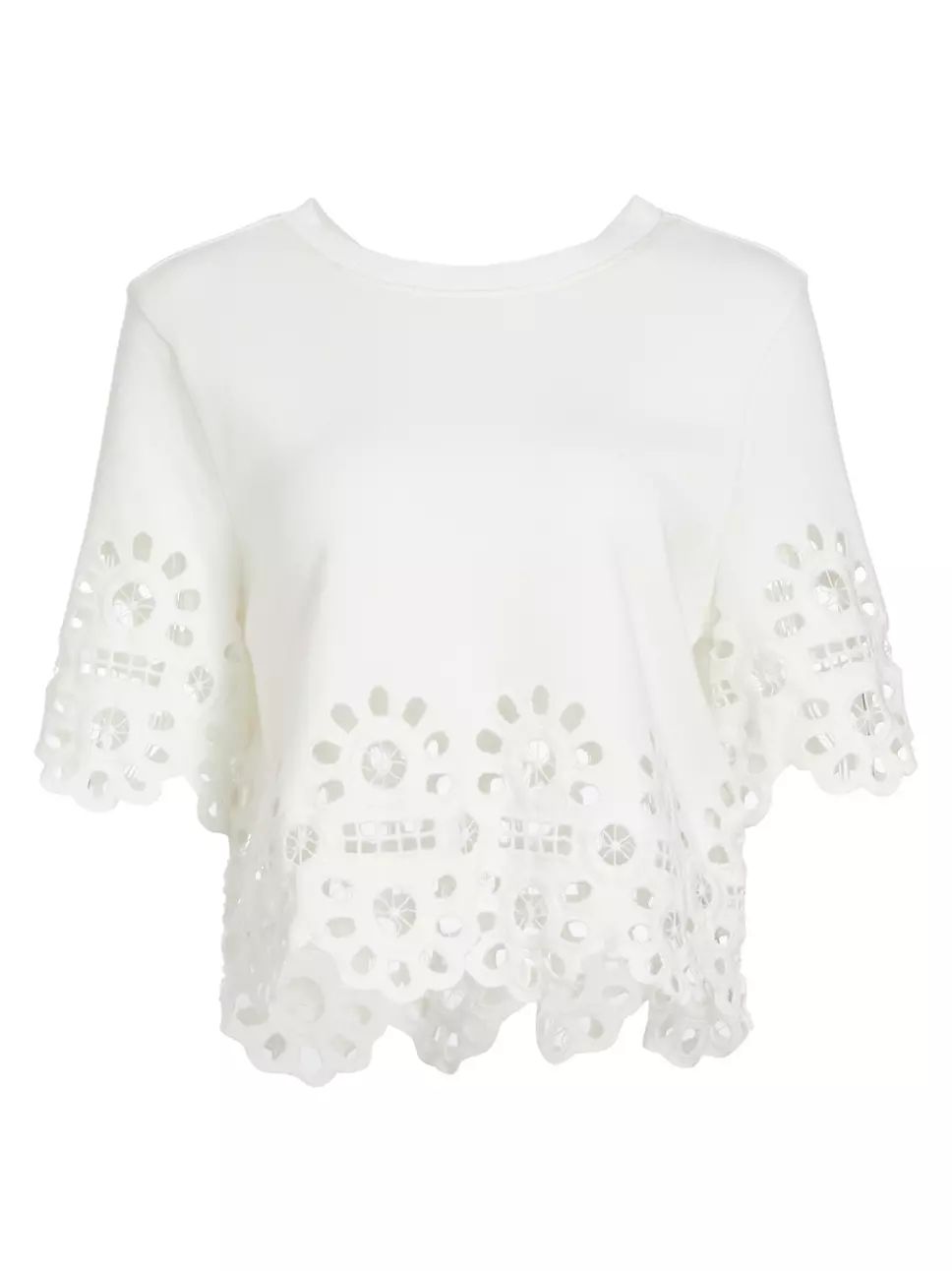 Sea Elysse Embroidered Short-Sleeve Sweater | Saks Fifth Avenue