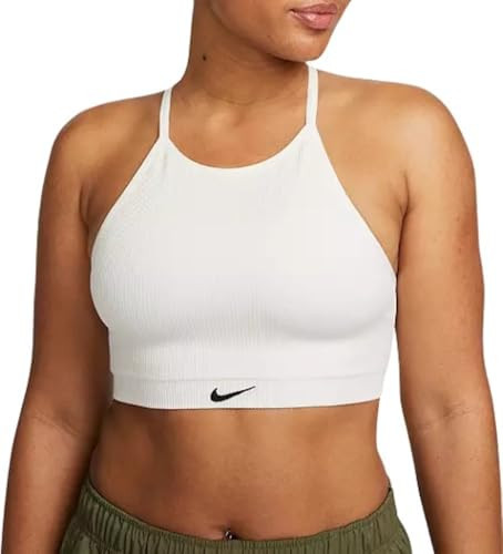 Nike Women's Indy Seamless Ribbed Light-Support Non-Padded Sports Bra (US, Alpha, Medium, Regular, Regular, White) | Amazon (US)