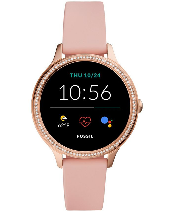 Fossil Women's Gen 5E Blush Leather Strap Smart Watch, 42mm & Reviews - Macy's | Macys (US)