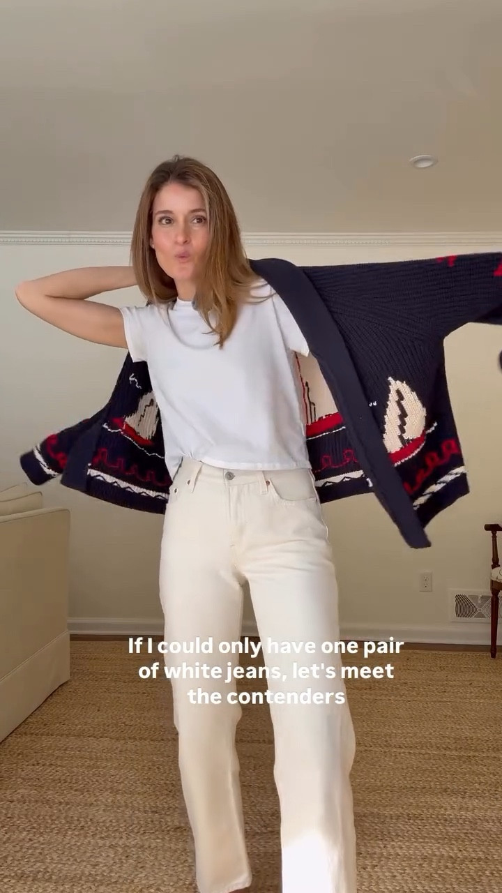 All 3 are great pairs of jeans but my winner is the Levi's 501 90's. Here are notes on all three: Levi's 501 90's: Straight leg, classic. Sizing is a bit tricky so order a few sizes. I prefer more fitted in the waist so I size down to a 24x30, but also sized up 1 to a 26x30 to have a more relaxed look as well!  Citizens of Humanity Miro: White barrel. Such a great mom jean, so effortlessly cool. Sized down 1 to a 24. Paige Anessa: A true white wide leg. Universally flattering. Runs TTS (25).  

#jeans #whitedenim #springoutfitideas #wardrobestaple #outfitinspo

#LTKootd #LTKSeasonal #LTKmomlife