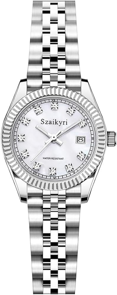 Classic Watch for Women with Solid Stainless Steel Band and Calendar Water Resistant | Amazon (US)