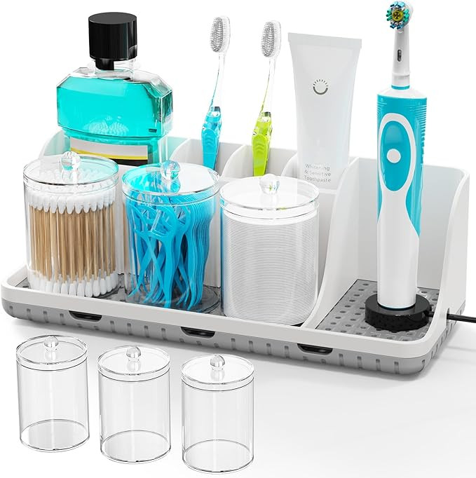 PARKMANI Bathroom Counter Organizers and Storage, Toothbrush Holders for Bathrooms with 3 PCS Qti... | Amazon (US)