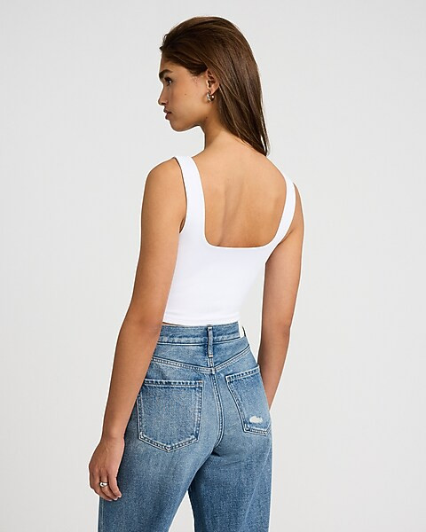 Body Contour High Compression Square Neck Cropped Tank | Express