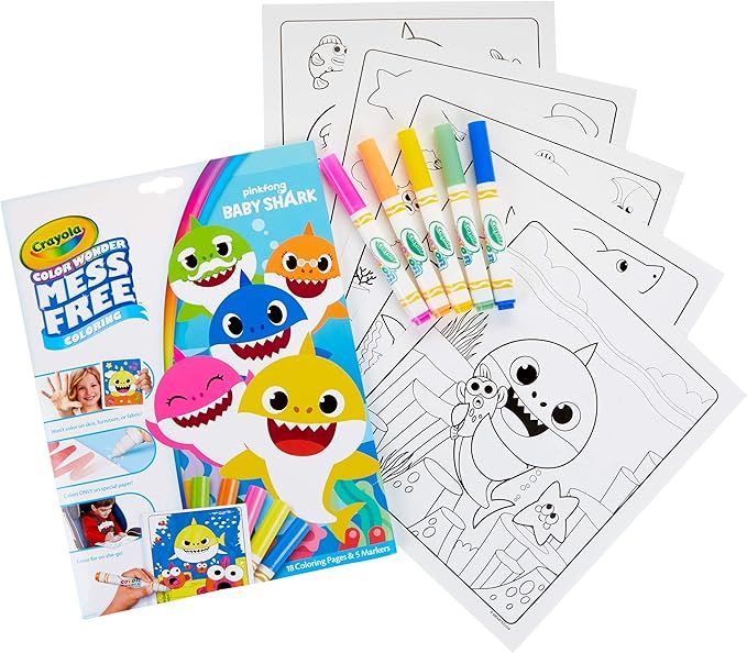 Crayola Baby Shark Wonder Pages Mess Free Coloring Gift, Kids Indoor Activities at Home | Amazon (US)
