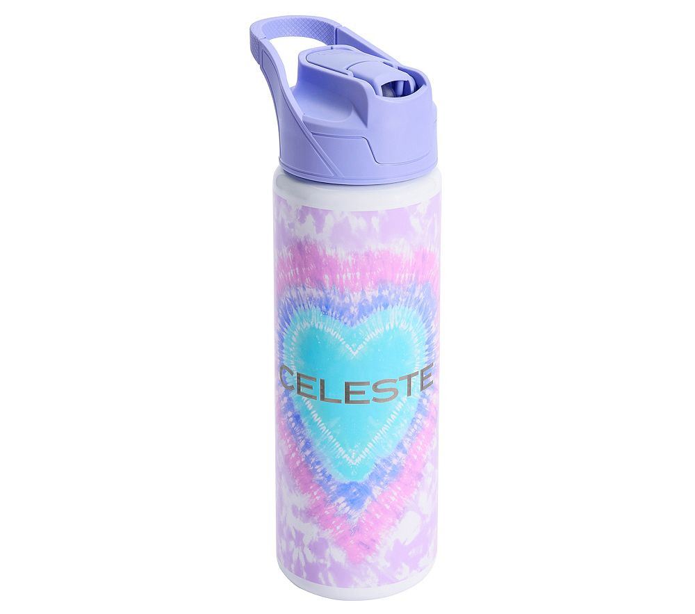 Mackenzie Lavender Heart Tie-Dye Water Bottle | Pottery Barn Kids