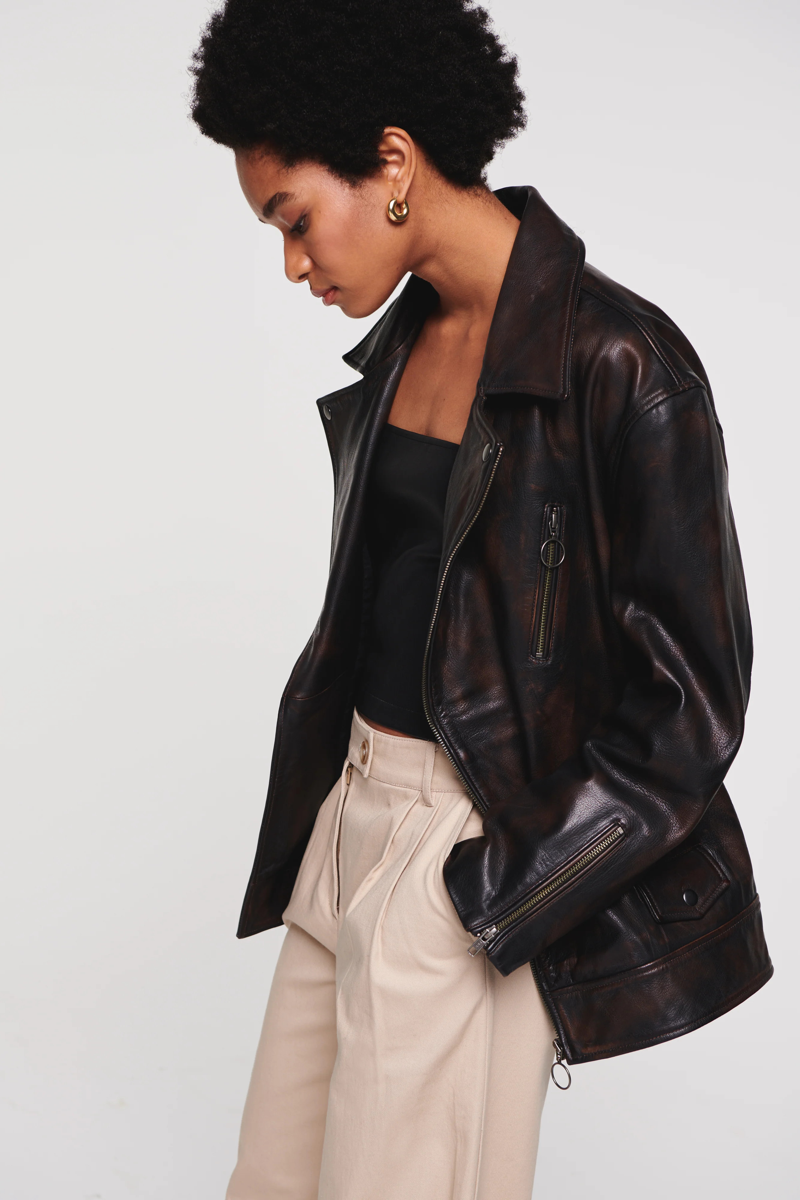 Hui | Oversized Chrome-Free Leather Jacket | ALIGNE | ALIGNE UK & EU