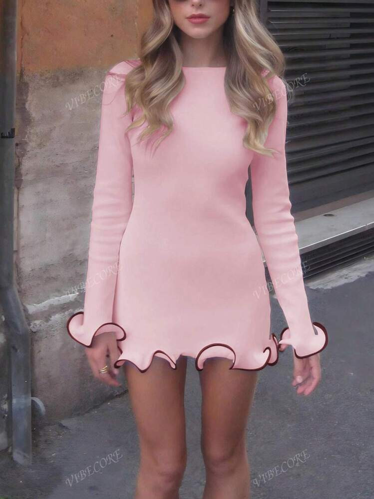 Women Fashion Long Sleeves Ruffle Bodycon Dress Elegant Sexy Party Vacation Valentine Day Spring ... | SHEIN