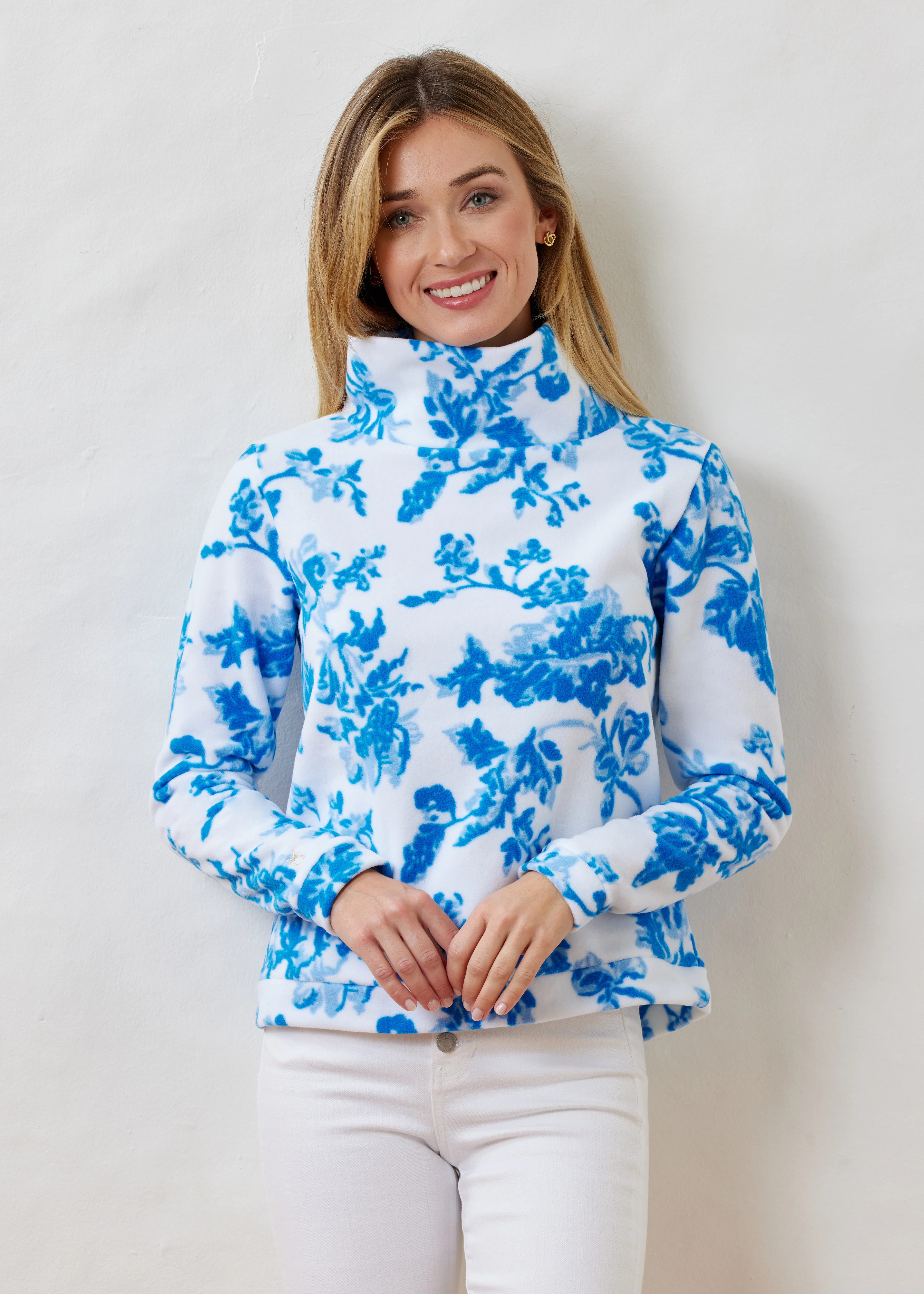 Park Slope Turtleneck in Vello Fleece (Mestiza Chinoiserie) | Dudley Stephens