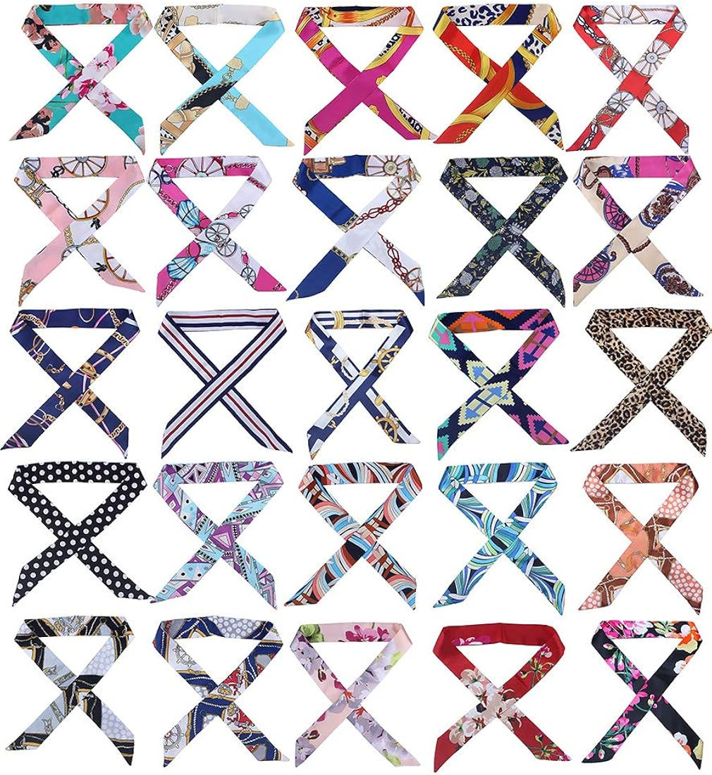 CHUNG 20/24/25 Pcs Skinny Neckerchief Hair Scarf Headband Handbag Handle Wrap Ribbon Tie for Wome... | Amazon (US)