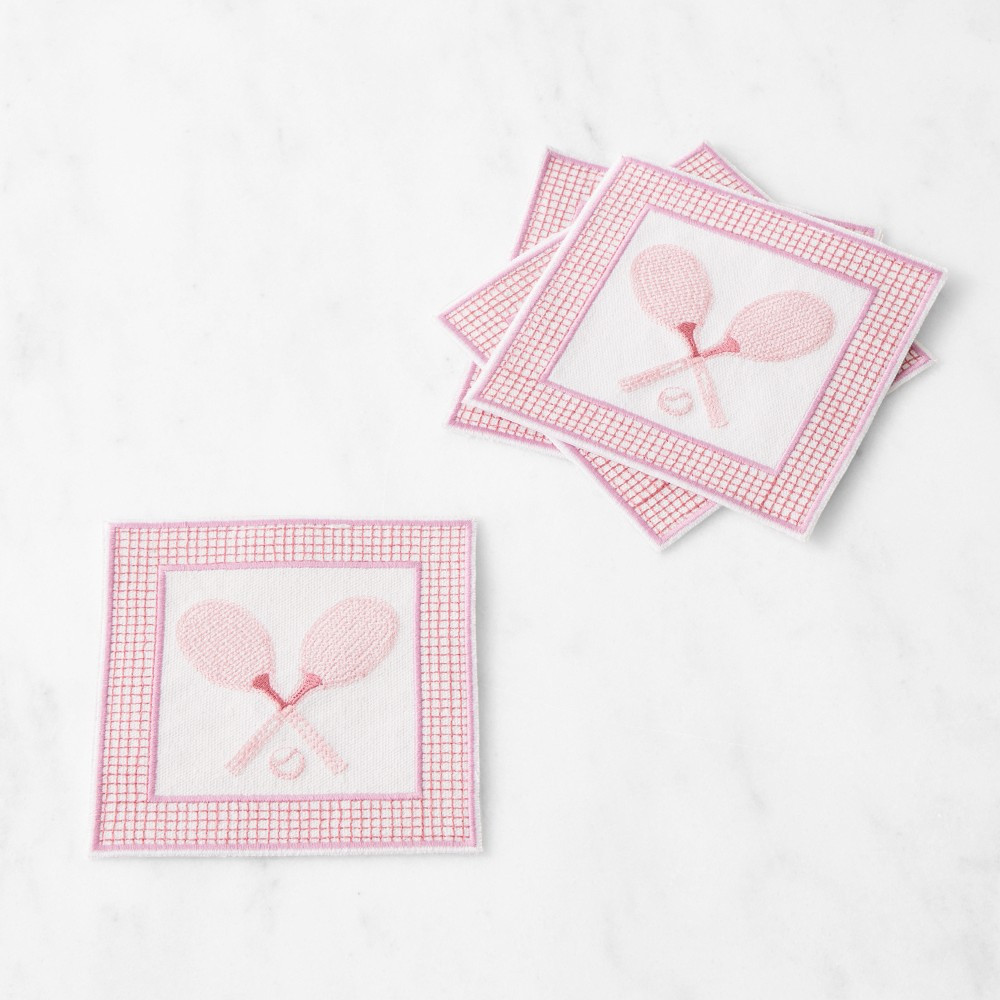 Clubhouse Embroidered Cocktail Coasters, Set of 4 | Williams-Sonoma