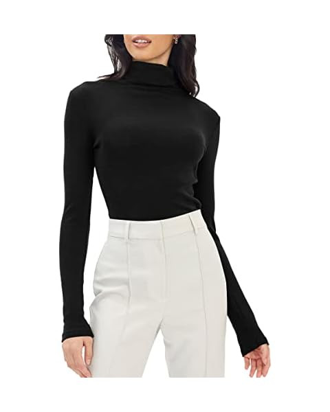 KLOTHO Women’s Slim Fitted Mock Turtleneck Tops Long Sleeve Lightweight Base Layer Shirts | Amazon (US)