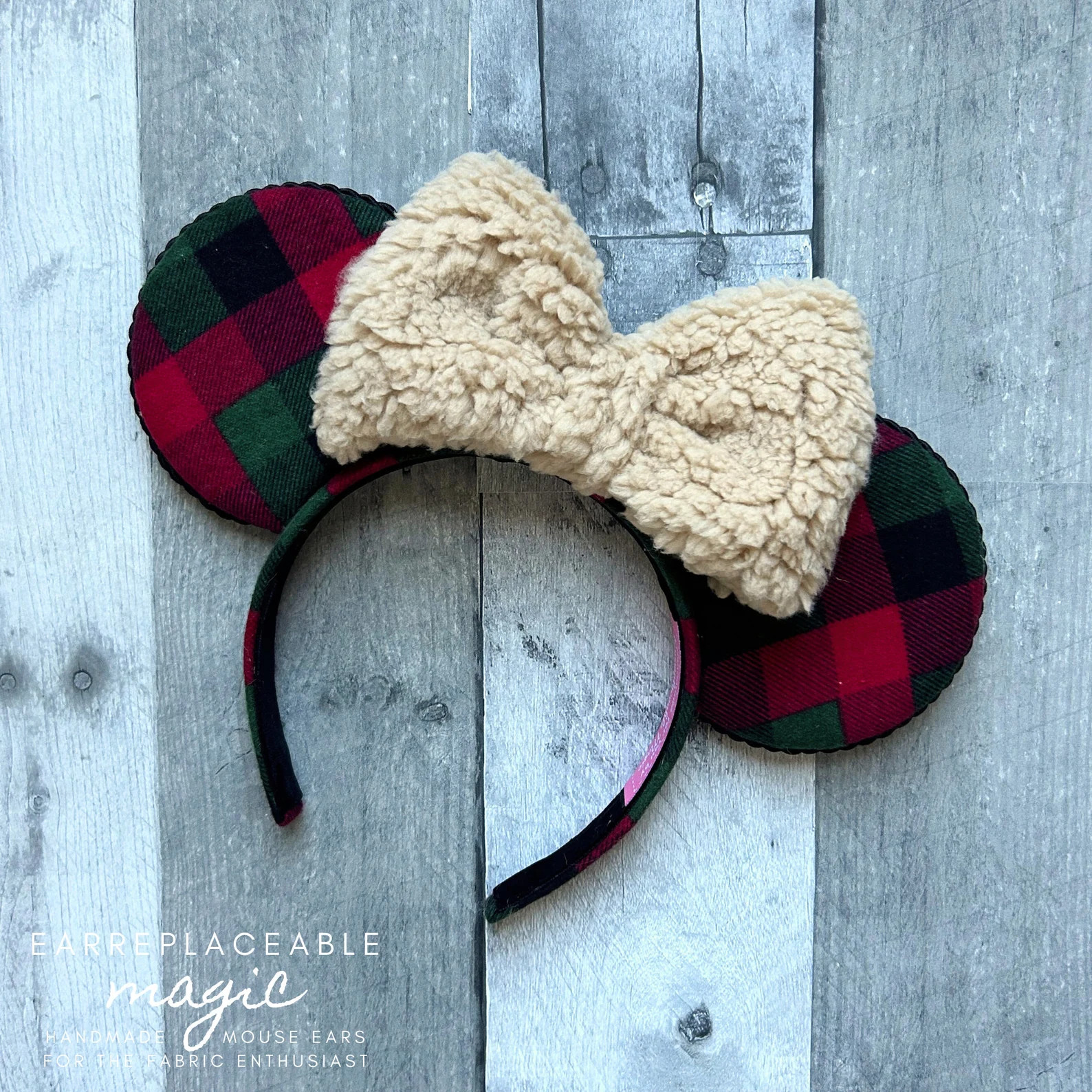 Buffalo Plaid Christmas Ears, Mickey Ears, Buffalo Plaid Ears, Christmas Minnie Ears, Holiday Min... | Etsy (US)