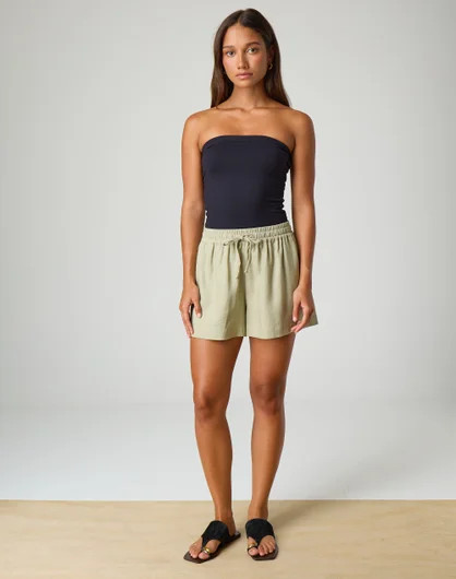Linen Blend Tie Waist Short | Glassons (Australia)
