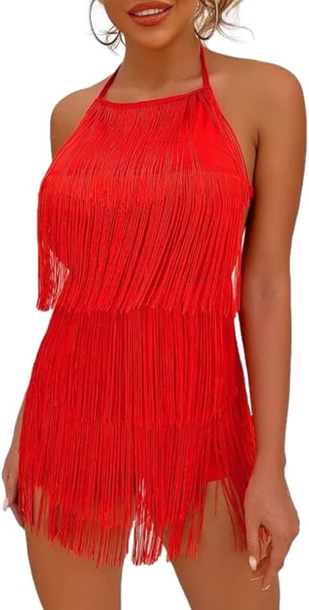 Ella Lust Sexy Backless Fringe Dress Jumpsuit - Western Country Concert Cowgirl Outfit for Women ... | Amazon (US)