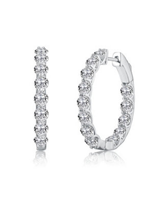 Clear Cubic Zirconia Encrusted Hoop Earrings | Macy's