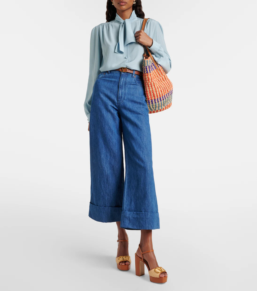 VLogo leather-trimmed platform sandals | Mytheresa (US/CA)