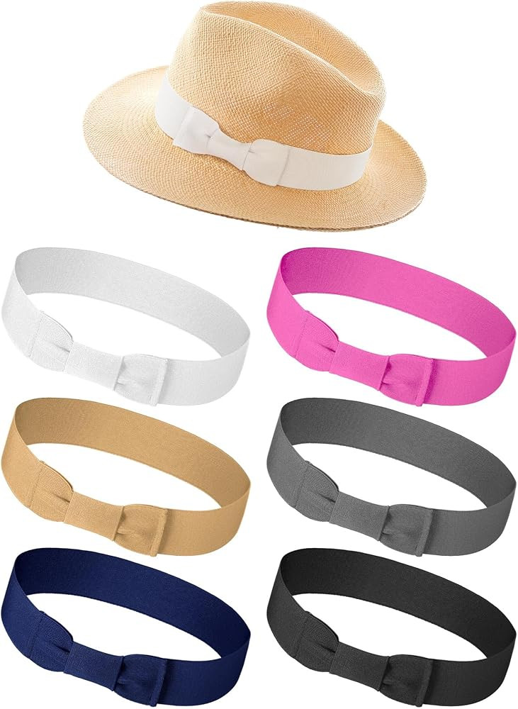 Tigeen 6 Pcs Stretchable Bowknot Hat Band Cowboy Hat Bands for Women Ribbon Panama Accessories | Amazon (US)