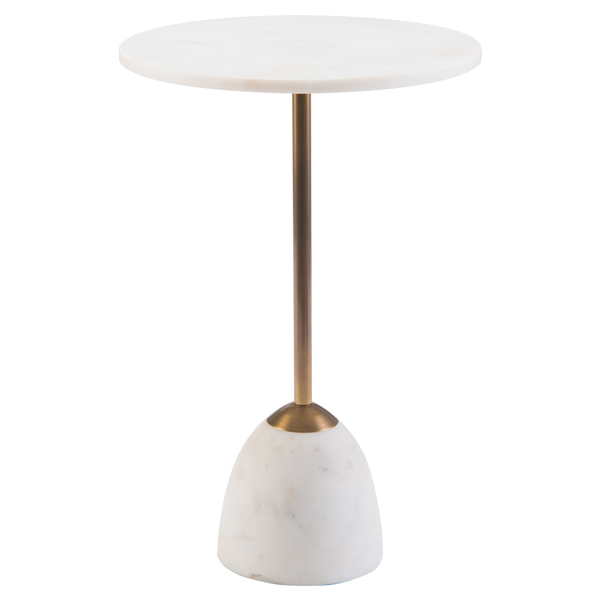 John-Richard Noma Regency Modern White Marble Brass Martini Table | Kathy Kuo Home